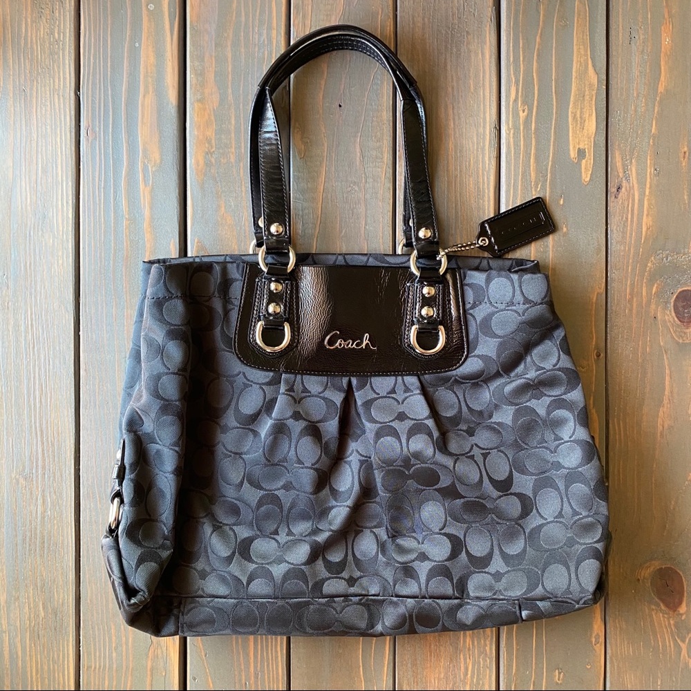 Black Coach Monogram Purse Bag